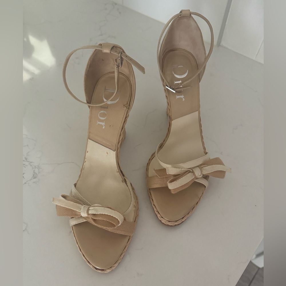 Vintage Dior Espadrille Wedge Sandals